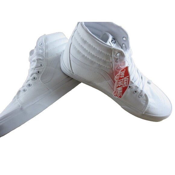 Vans Men's Sk8-Hi True White Striped Classic Canvas Skate shoes Sizes NIB - Picture 4 of 7